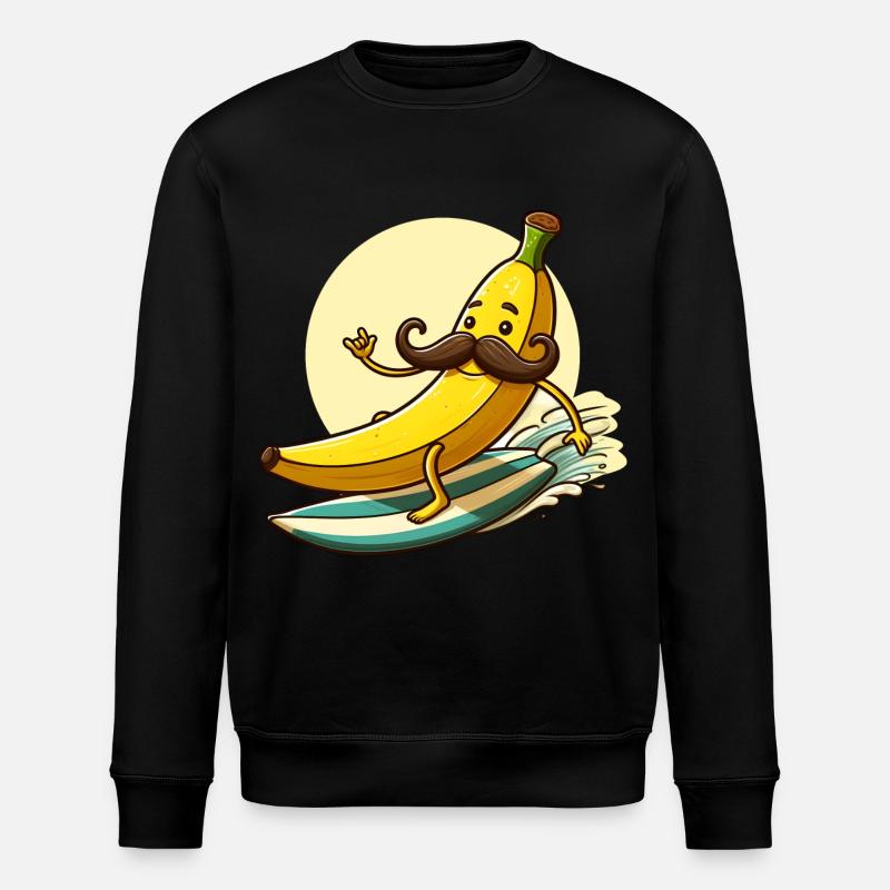 Banana surfe avec moustache - Sweat bio ROLLER Stanley/Stella Unisexe - noir
