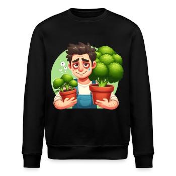 Erschöpfter Gärtner mit Brokkoli - Stanley/Stella Unisex Bio-Sweatshirt ROLLER - Schwarz - Vorne - Nik (191cm)