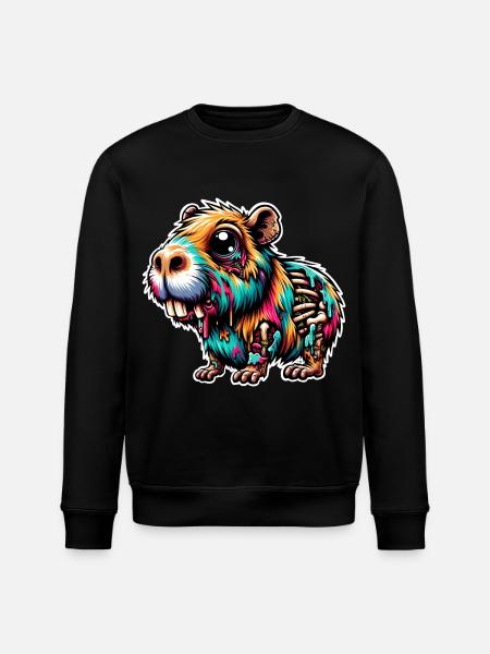 Capybara Zombie Monster - Stanley/Stella ROLLER Unisex Organic Sweatshirt - black