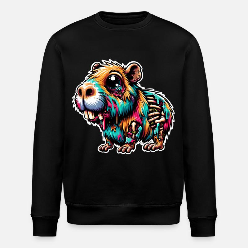 Capybara Zombie Monster - Stanley/Stella ROLLER Unisex Organic Sweatshirt - black