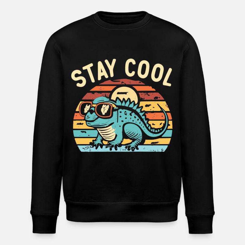 Retro lizard with sunglasses - Stanley/Stella ROLLER Unisex Organic Sweatshirt - black
