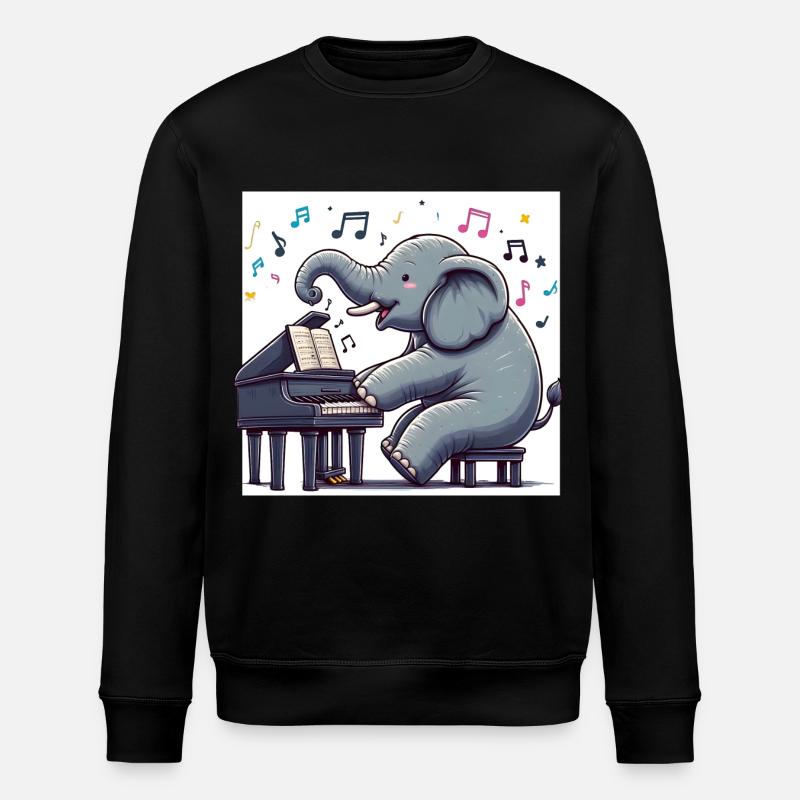 Éléphant au piano - Sweat bio ROLLER Stanley/Stella Unisexe - noir