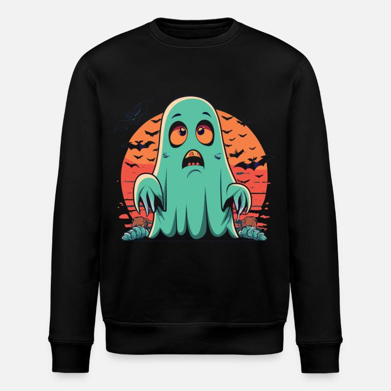 gruseliger Geist im Retro Stil - Stanley/Stella Unisex Bio-Sweatshirt ROLLER - Schwarz