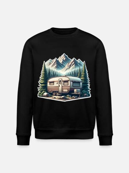 Camping Caravan - Stanley/Stella ROLLER Unisex Organic Sweatshirt - black
