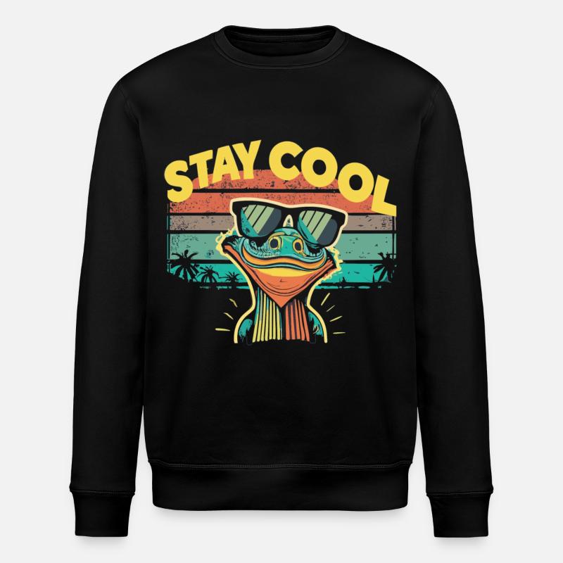 Retro lizard with sunglasses - Stanley/Stella ROLLER Unisex Organic Sweatshirt - black