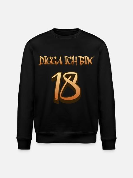 Digga I'm 18 - Stanley/Stella ROLLER Unisex Organic Sweatshirt - black