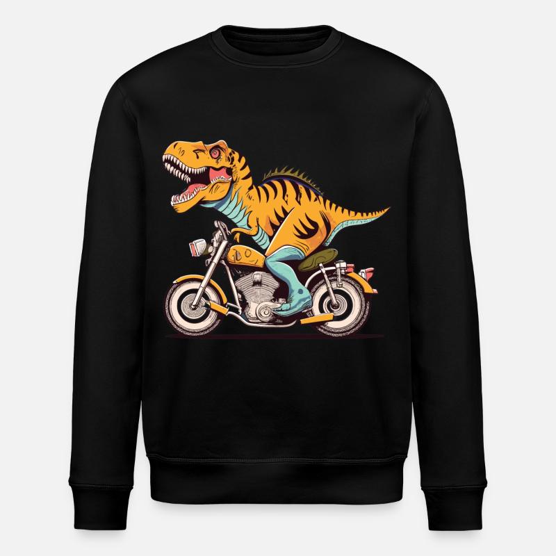 T-Rex fährt Motorrad - Stanley/Stella Unisex Bio-Sweatshirt ROLLER - Schwarz