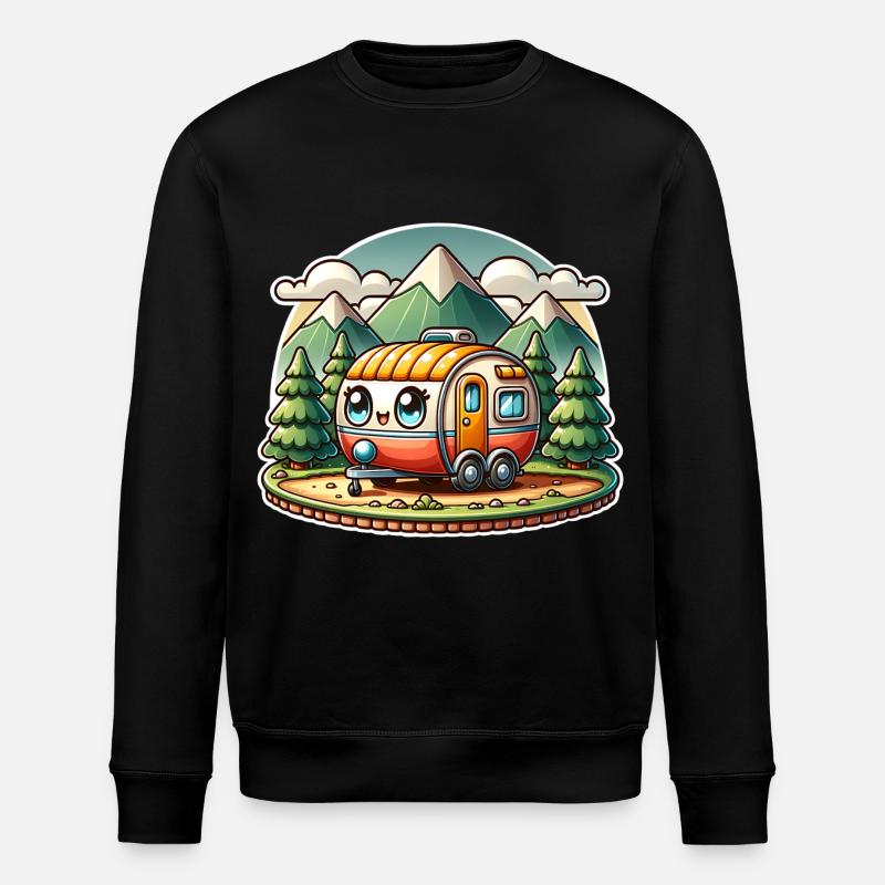 Camping Camper Wohnwagen Kinder - Stanley/Stella Unisex Bio-Sweatshirt ROLLER - Schwarz