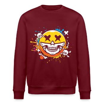 Smiley skull - Stanley/Stella ROLLER Unisex Organic Sweatshirt - burgundy - Front - Nik (191cm)