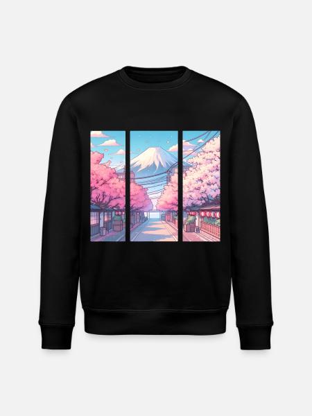 Japanese Cherry Blossom Route - Stanley/Stella ROLLER Unisex Organic Sweatshirt - black