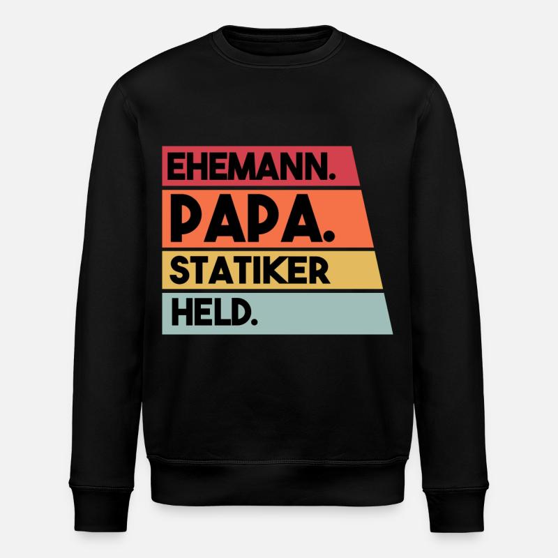 Husband Dad Structural Engineer Hero - Stanley/Stella ROLLER Unisex Organic Sweatshirt - black