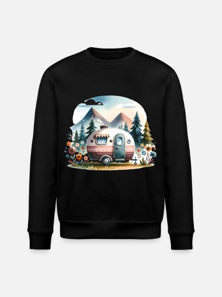 Camping Caravan - Stanley/Stella ROLLER Unisex Organic Sweatshirt - black
