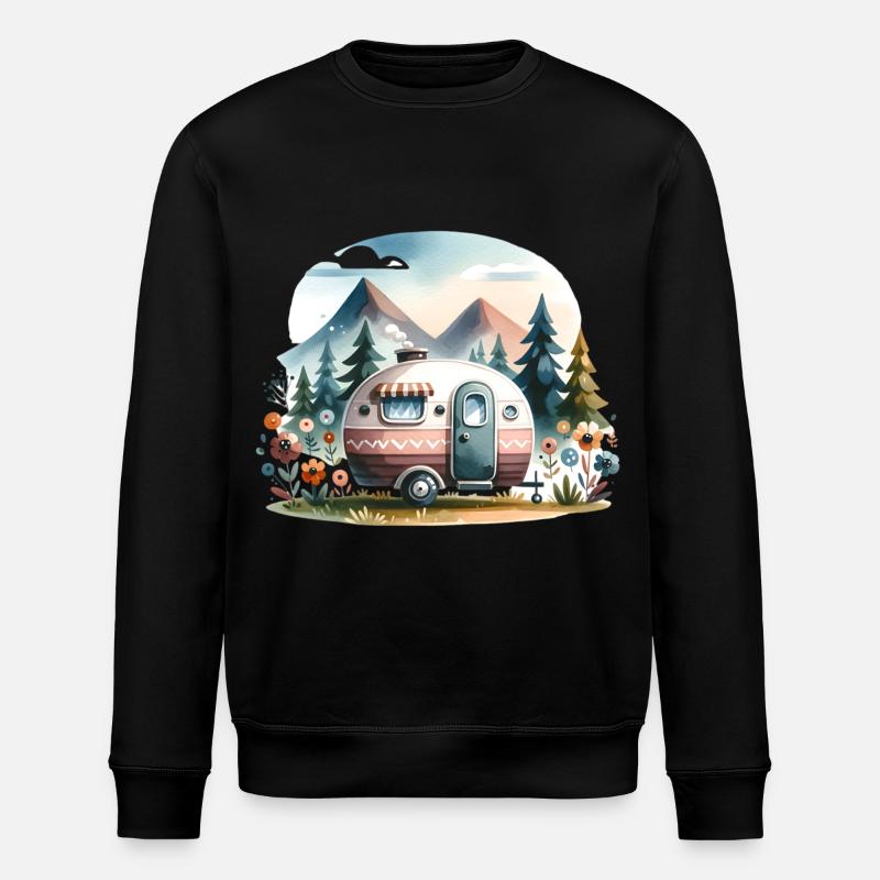 Camping Caravan - Stanley/Stella ROLLER Unisex Organic Sweatshirt - black