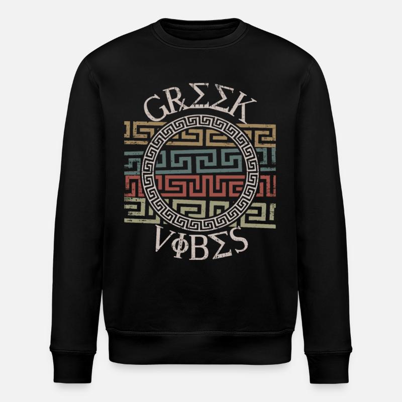 Greek pattern, Greece - Stanley/Stella ROLLER Unisex Organic Sweatshirt - black