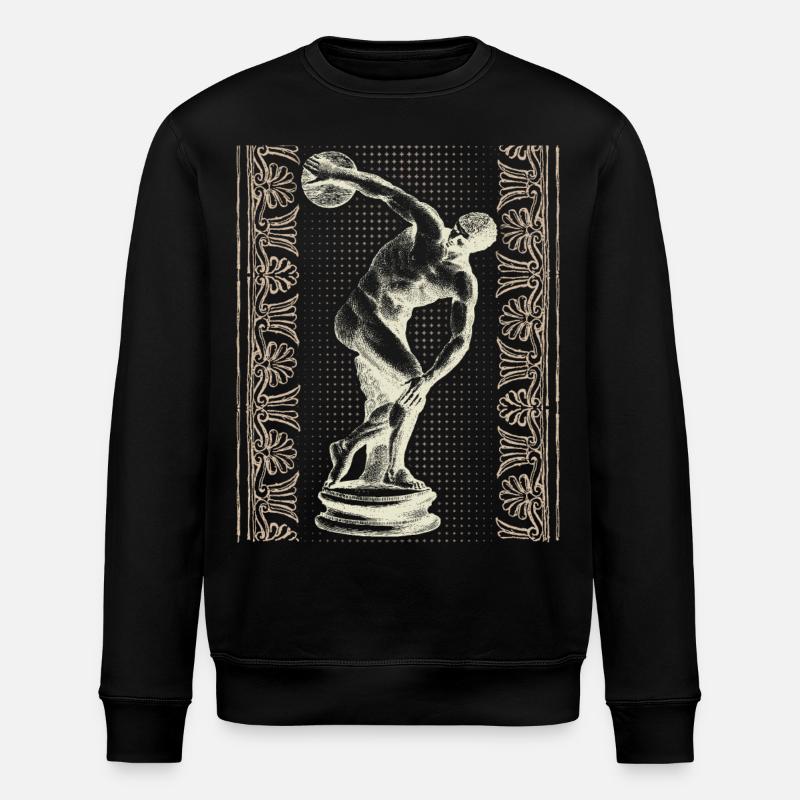 Griechenland, Diskuswerfer, griechisches Mäander - Stanley/Stella Unisex Bio-Sweatshirt ROLLER - Schwarz