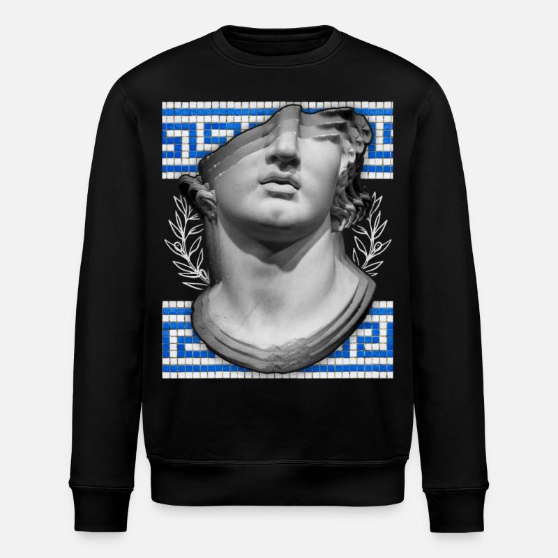 Greece, ancient sculpture, meandering pattern - Stanley/Stella ROLLER Unisex Organic Sweatshirt - black