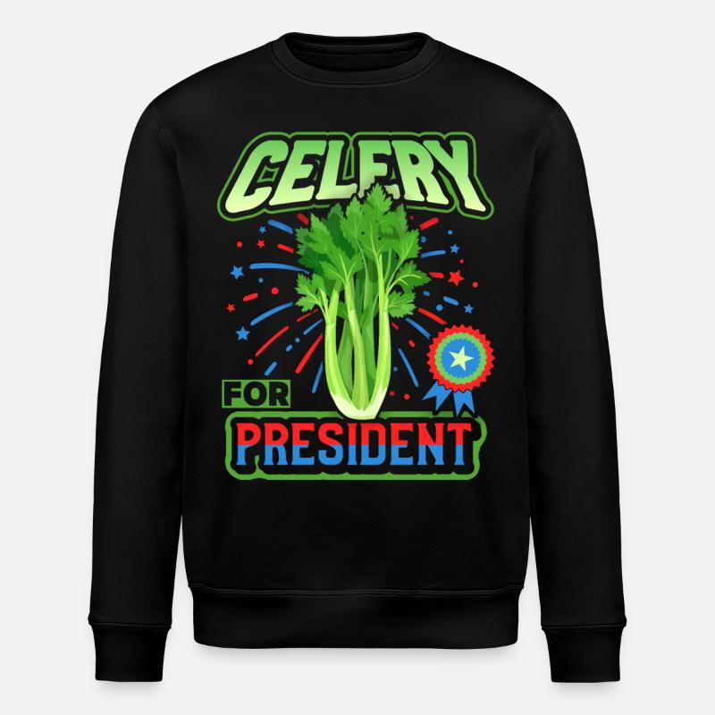 Celery, funny saying, Celery-For-President - Stanley/Stella ROLLER Unisex Organic Sweatshirt - black