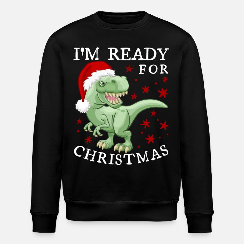 Dinosaure Noël dicton drôle - Sweat bio ROLLER Stanley/Stella Unisexe - noir