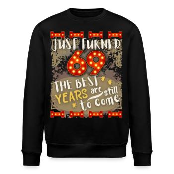 69. Geburtstag 69 Jahre alt Vintage-Design, Spruch - Stanley/Stella Unisex Bio-Sweatshirt ROLLER - Schwarz - Vorne - Nik (191cm)