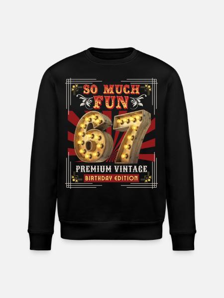 67th birthday 67 years Vintage-Retro Fun-Birthday - Stanley/Stella ROLLER Unisex Organic Sweatshirt - black