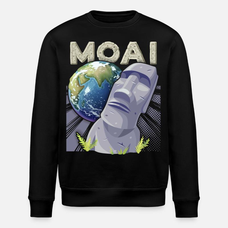 Osterinsel, Moai, Steinköpfe, Rapa-Nui - Stanley/Stella Unisex Bio-Sweatshirt ROLLER - Schwarz