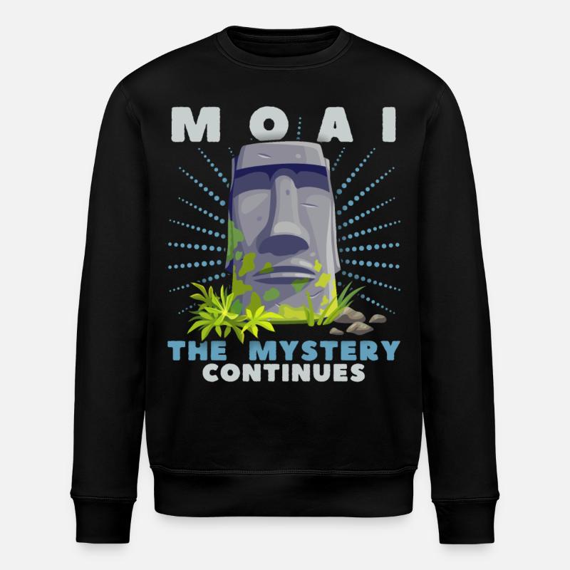 Moai, Steinköpfe, Osterinsel Rapa-Nui - Stanley/Stella Unisex Bio-Sweatshirt ROLLER - Schwarz
