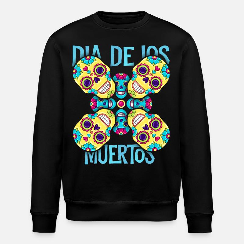 Dia-De-Los-Muertos, Sugar-Skull, Skull, Skull - Stanley/Stella ROLLER Unisex Organic Sweatshirt - black