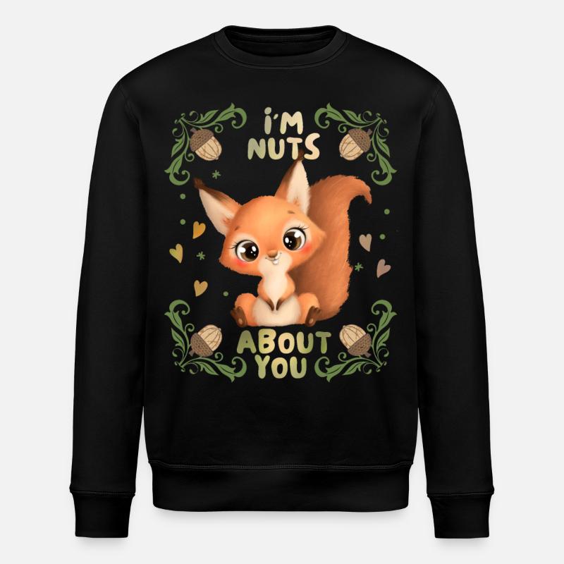 Eichhörnchen-Liebe, I'm-Nuts-About-You Spruch - Stanley/Stella Unisex Bio-Sweatshirt ROLLER - Schwarz