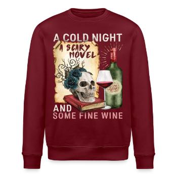 Bücherwurm Leseratte Bücher Buch, Rotwein Spruch - Stanley/Stella Unisex Bio-Sweatshirt ROLLER - Burgunderrot - Vorne - Nik (191cm)