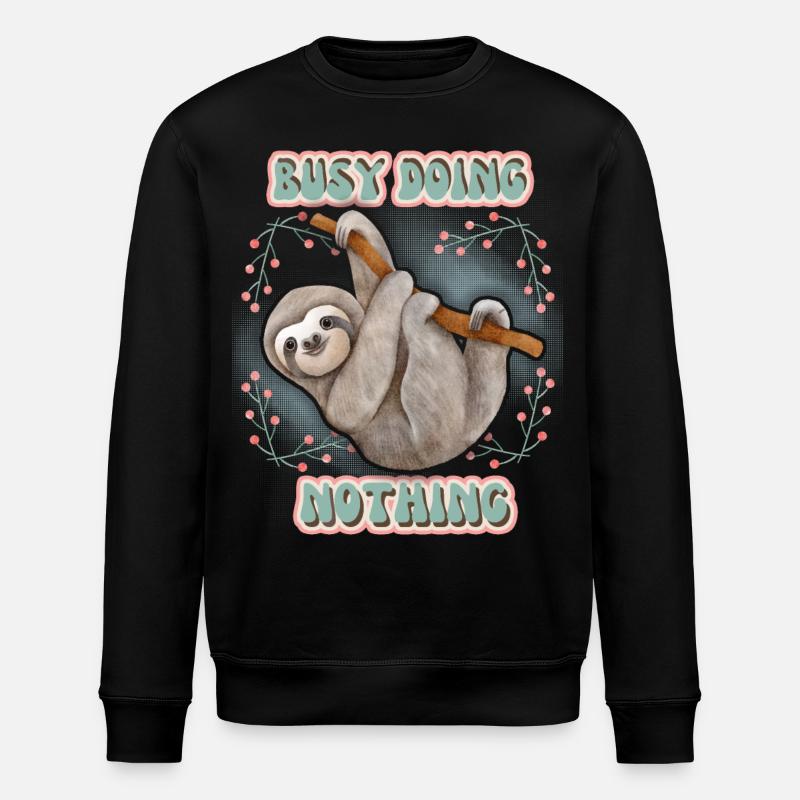 Sloth, Sloth, funny saying Doing-Nothing - Stanley/Stella ROLLER Unisex Organic Sweatshirt - black