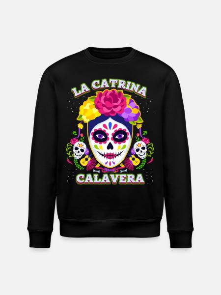 La-Catrina, Catrina-Calavera, Dia-de-los-Muertos - Stanley/Stella ROLLER Unisex Organic Sweatshirt - black