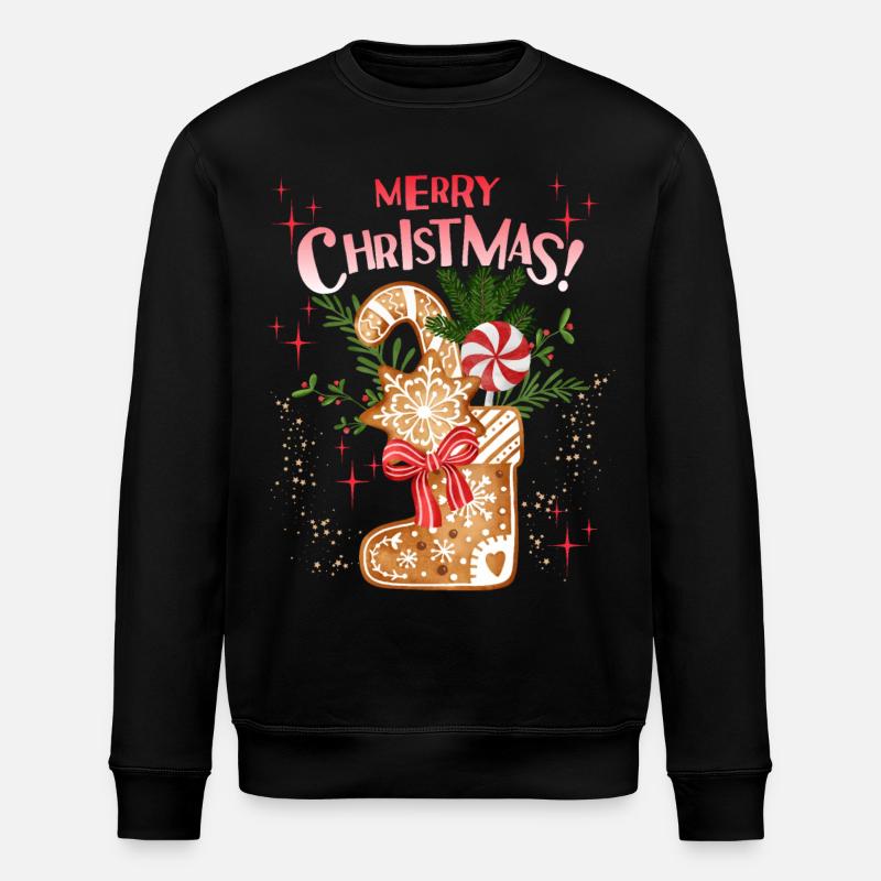 Christmas Gingerbread Boots, St. Nicholas - Stanley/Stella ROLLER Unisex Organic Sweatshirt - black