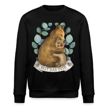 Dad-Vater Papa-Daddy Spruch mit Papa-Bear Best-Dad - Stanley/Stella Unisex Bio-Sweatshirt ROLLER - Schwarz - Vorne - Nik (191cm)