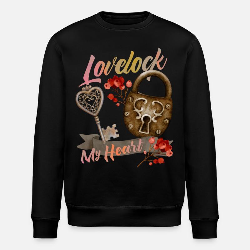 Valentine's Day Padlock Love Saying - Stanley/Stella ROLLER Unisex Organic Sweatshirt - black