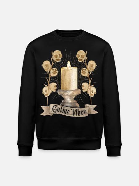 Goth, Gothic-Vibes Skull and Candle - Stanley/Stella ROLLER Unisex Organic Sweatshirt - black