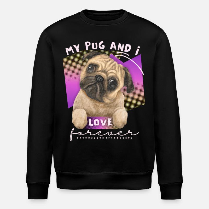 Lustiger Mops, Mops-Aquarell, Spruch - Stanley/Stella Unisex Bio-Sweatshirt ROLLER - Schwarz