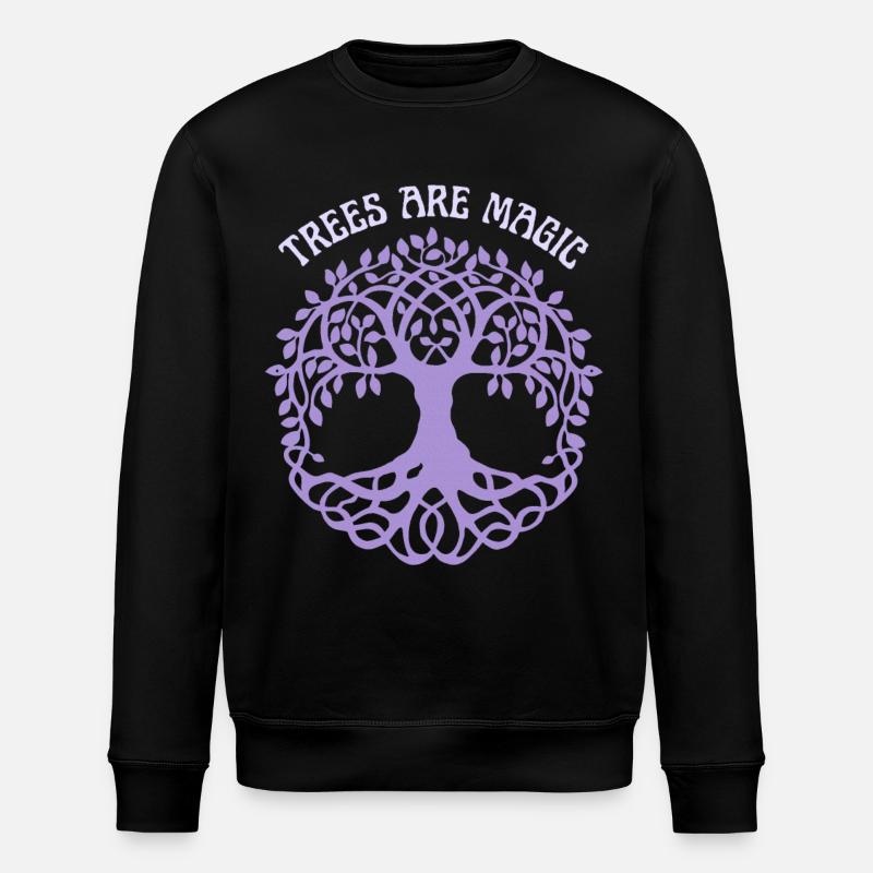 Baum-Illustration, Spruch, Lebensbaum - Stanley/Stella Unisex Bio-Sweatshirt ROLLER - Schwarz