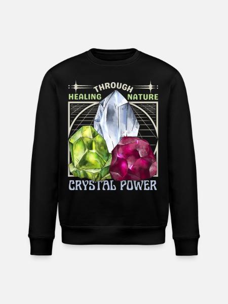 Healing Crystals, Esoteric, Crystal Power - Stanley/Stella ROLLER Unisex Organic Sweatshirt - black