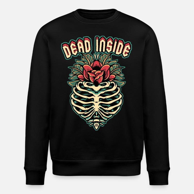 Skeleton, skeleton Dead-Inside, comic-style saying - Stanley/Stella ROLLER Unisex Organic Sweatshirt - black