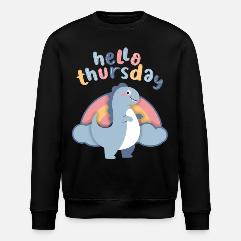 Kawaii Dinosaurier. Regenbogen, Hello-Thursday - Stanley/Stella Unisex Bio-Sweatshirt ROLLER - Schwarz