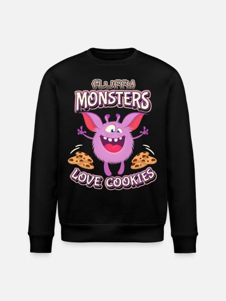 Lustiges-Monster, Krümel-Monster, Kekse, Spruch - Stanley/Stella Unisex Bio-Sweatshirt ROLLER - Schwarz