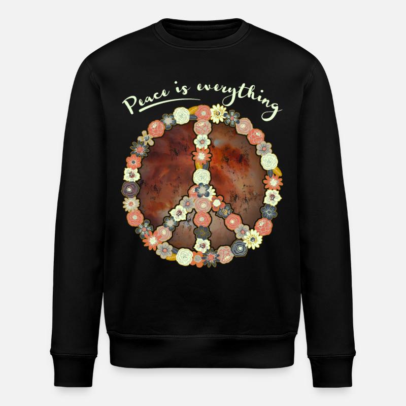 Symbole de paix, signe de paix, fleurs de signe de paix - Sweat bio ROLLER Stanley/Stella Unisexe - noir