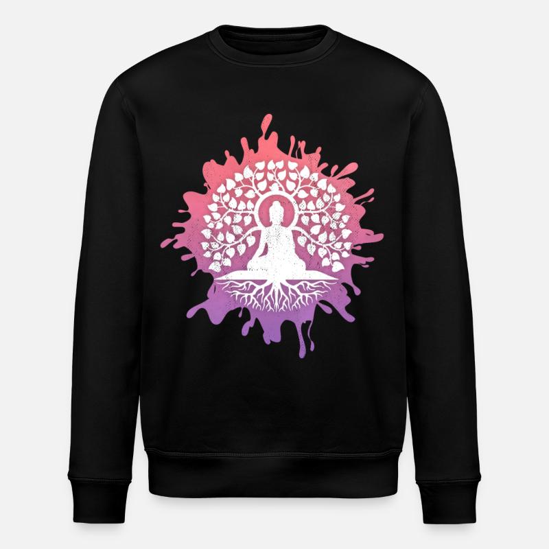 Yoga, Buddha mit Lebensbaum, Bodhi-Baum - Stanley/Stella Unisex Bio-Sweatshirt ROLLER - Schwarz