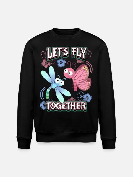 Tecknad fjäril, Alla hjärtans dag, Kärlekskärlek - Ekologisk sweatshirt ROLLER unisex från Stanley/Stella - svart