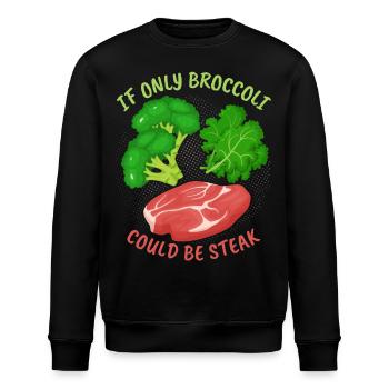 Brocoli, steak, drôle de dicton pour les mangeurs de viande - Sweat bio ROLLER Stanley/Stella Unisexe - noir - Devant - Nik (191cm)