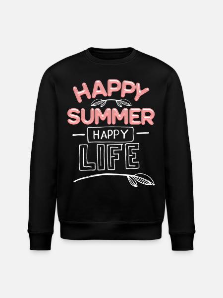 Summer Summer, Happy-Summer Saying - Stanley/Stella ROLLER Unisex Organic Sweatshirt - black