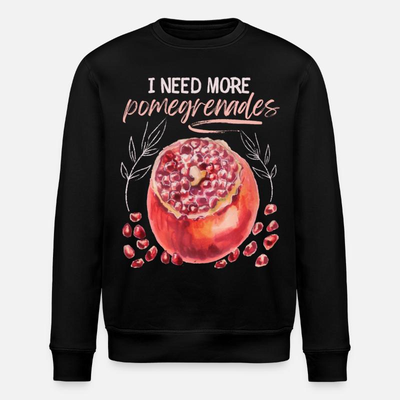 Granatapfel Illustration, Aquarell, Spruch - Stanley/Stella Unisex Bio-Sweatshirt ROLLER - Schwarz