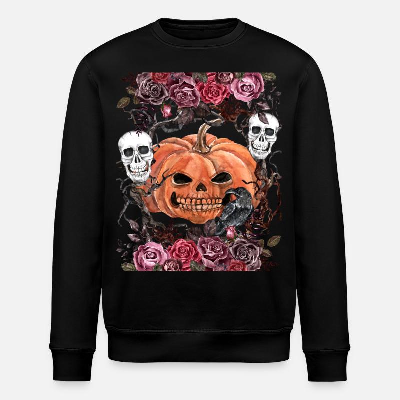 Crânes effrayants avec citrouille d’Halloween - Sweat bio ROLLER Stanley/Stella Unisexe - noir