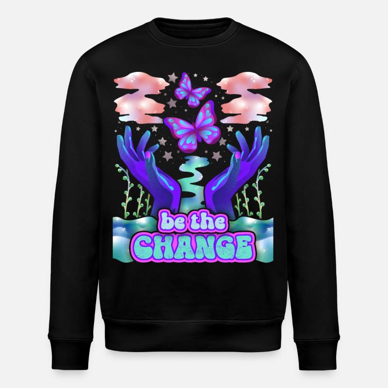 Psychedelische Schmetterlinge, Spruch - Stanley/Stella Unisex Bio-Sweatshirt ROLLER - Schwarz