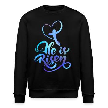 Ostern Jesus Christus Auferstehung Spruch - Stanley/Stella Unisex Bio-Sweatshirt ROLLER - Schwarz - Vorne - Nik (191cm)